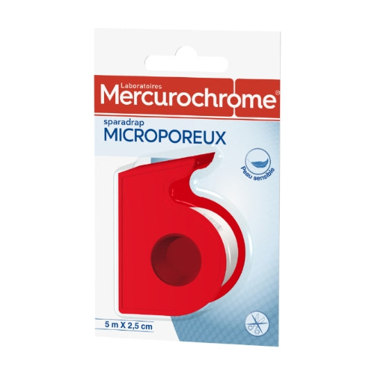 MERCUROCHROME Sparadrap Microporeux Microaéré Peau Sensible 5mX2,5cm