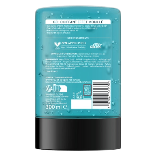 SCHWARZKOPF Taft Effet Mouillé gel coiffant fixation normale niveau 3 brillance intense 300 ml