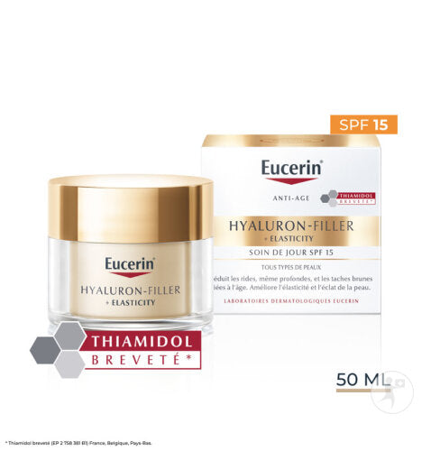 Eucerin Hyaluron-Filler + Elasticity Soin De Jour IP15 Anti-Âge Toutes types de Peaux Pot 50ml