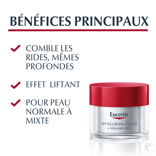 Eucerin Hyaluron-Filler + Volume-Lift Soin De Jour IP15 Peau Normale À Mixte Pot 50ml